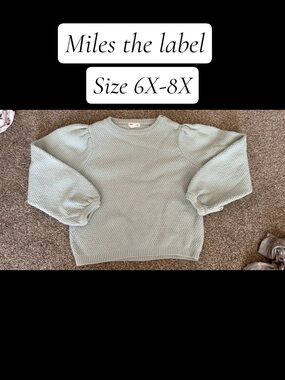 Miles The Label Kids Sage Puff-Sleeve Sweater